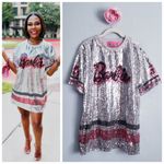 Forever 21 X Barbie Silver And Pink Sequin Jersey Mini T Photo 1