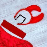 Vintage 1980s Halloween costume cosplay devil dress tail , headband horns choker Red Size M Photo 3