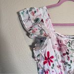 Hayden  White Pink Floral Midi Dress Womens M Ruffled Coquette Cottage Core Photo 5