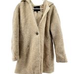 American Eagle Wool Teddy Jacket Coat Hood Mid Pockets Sherpa Vented Cream M Size M Photo 1