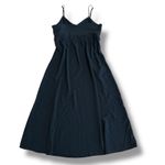 A New Day Black Slip Midi Dress Women’s Large L Crinkle Sleeveless V-Neck Photo 0