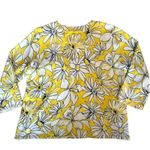 Cable & Gauge Vintage Silk Yellow Floral Cardigan Sweater Large Photo 1