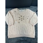 Vintage Rafael Peach Textured Sweatshirt Top L Embellished Rhinestone Floral Size L Photo 1