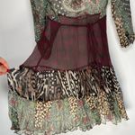 Kimchi Blue  Sheer Silk Dress Animal Print Patchwork Fairy Boho Festival Paisley Photo 5