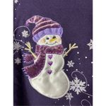 Country Store Purple Snowman Crewneck Sweatshirt Size Medium Photo 2
