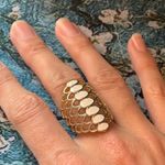 Statement Ring Gold Plated White Enamel Scale Photo 1