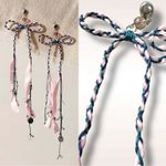 Free People Candy Baby Bow Dangle Earrings Pink Blue Braid Coquette Mermaid NWT Photo 1