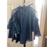 Ashley Stewart Women's Blue Cold Shoulder Blouse Size 22/24 Photo 6