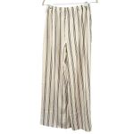 Topshop NWD Cream Striped Satin Wide Leg High Rise Pants Women’s Size 6 Photo 4