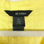 Ali Miles Linen Tunic Size XL Butter Yellow Pintuck Roll Tab Sleeve Coastal Photo 5