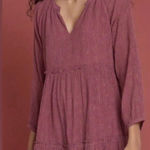 Roller Rabbit Mauve Mini Dress Tiered Ruffle Hem Long Sleeve Casual Boho Dress Photo 0