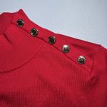 Calvin Klein red turtleneck sweater gold-tone buttons on the shoulder Size M Photo 3