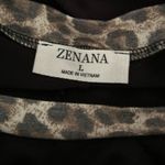 Zenana Women's Black Animal Print Short Sleeve T-Shirt with Front Pocket Size L Photo 2