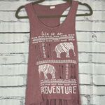 Darling Blue Mauve Elephant Graphic Life Is An Adventure Tank Women’s M Boho Y2K Photo 0