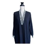 Oscar de la Renta Black Maxi Caftan Dress with White Accents Size L Photo 4