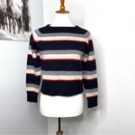 Italian Striped Wool Sweater Americana Crew Neck Long Sleeve Blue Size XS Photo 1