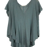 Free People  Sammie Light Blue Relaxed Fit Short Sleeve V-Neck Swing Tee Small S Photo 0