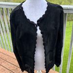 Suede Essentials Black Cropped Jacket Cardigan Size M Photo 0