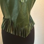 Genuine Green Fringe Rhinestone Studded Scalloped Leather Tie Halter Backless Size L Photo 4