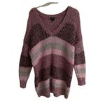 Torrid  Pullover Slouchy V-Neck Tunic Sweater Chunky pink ombre Stripe M/10/00 Photo 1
