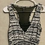 AMBIANCE APPAREL Black & White Mesh Back Drop Waist Tribal Print Dress Size M Size M Photo 4
