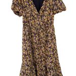 Piper & Scoot Exclusive Womens XS black and yellow floral midi wrap dress Photo 1