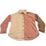 Altar'd State Size M Colorblock Corduroy Shacket Jacket Brown Pink Oversized Photo 2