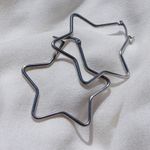 Boutique Silver Star Shaped Hoop Earrings Photo 0