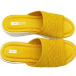 Ryka Nanette Stretch Knit Slide Demi-Wedge Slip-On Sandal Yellow White Size 9.5 Photo 2