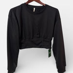 Halara  Black Cropped Sweatshirt • Crewneck Long Sleeve • Size Large NWT Photo 0