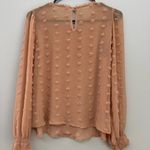 Blu Pepper  Anthropologie chiffon crochet flowy boho top salmon neutral sheer Photo 1