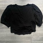 Boden Black Short Bubble Sleeve Twist Front Viscose Cropped Shirt Size 10 Summer Photo 1