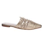 42 Gold Shoes Womens Size 5 Pointed Toe Metallic Leather Mules Photo 12