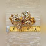 Yellow Brown Rhinestone Butterfly Gold Tone Metal Large Hair Barrette Hair Clip Photo 3
