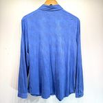 Chico's Chico’s Cornflower Blue Brushed Polyester with Pinhole Design Button Front Top Photo 3
