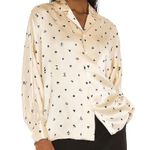 Revolve - Tell Your Friends Dolman Silk Shirt in Plaisantin Cream & Black Photo 6