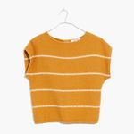 Madewell  Mustard striped Boatneck Button Back 100% cotton sweater size small Photo 3