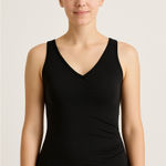 Miss Me Women's Black Fitted Tank Top with Ruched Detail – Size Medium Photo 0