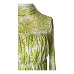 Rebecca Taylor Shirt Women Small Green Ivory Floral Mock Neck Quilted Look Top Photo 4