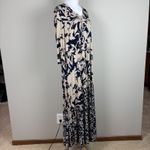 Soft Surroundings Maxi Dress LP Large Petite Navy Blue Beige Floral 3/4 Sleeve Photo 6