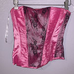 Oh Yes Hot Pink Black Lace Up Lace Corset Photo 0