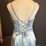 Women’s Light Blue FullLength Prom Party Dress CrissCross Straps Leg Slit Size 2 Photo 4