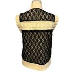 Cici Tash Sweater Vest Womens L Used Cream Blac Lace Cable Knit Black Size L Photo 3