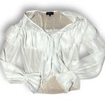 Majorelle Mariel Blouse White Ruffle Long Sleeve Chiffon Vneck Top Sz XXS Photo 3