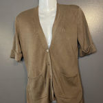 Coldwater Creek Cardigan Womens XS Brown Silk Blend Short Sleeve Button Front Photo 0