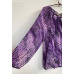 Jennifer Lopez Purple Snakeskin Print Blouse Flowy w/ Keyhole - Size M Photo 1