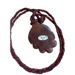 Vintage Made in India By Magda Hand Carved Wooden Floral Rope Necklace Brown Photo 5