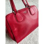 Coach  Red Pebbled Leather Remi Satchel Structured Zip Double Handles Photo 1