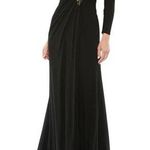 Mac Duggal 67848 Faux Wrap Long Sleeve Applique Detail Black Gown sz 10 Photo 0