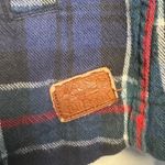 LL Bean Scotch Plaid Hoodie Womens Sz Medium Flannel Relaxed Fit Full Zip Jacket Blue Photo 2